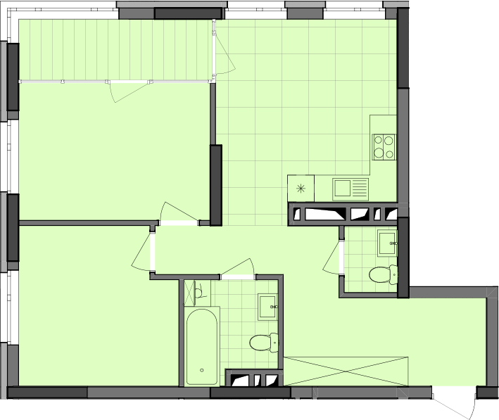 2-комнатная 69.11 м² в ЖК Dibrova Park от 25 309 грн/м², Киев