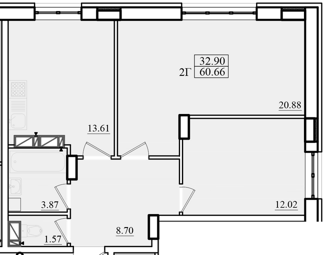 2-кімнатна 60.66 м² в ЖК Морський від 16 750 грн/м², м. Чорноморск