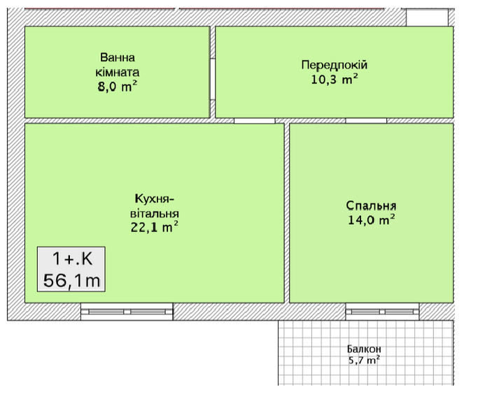 1-кімнатна 56.1 м² в ЖК Хмельницьке шосе, 40 від 23 050 грн/м², Вінниця