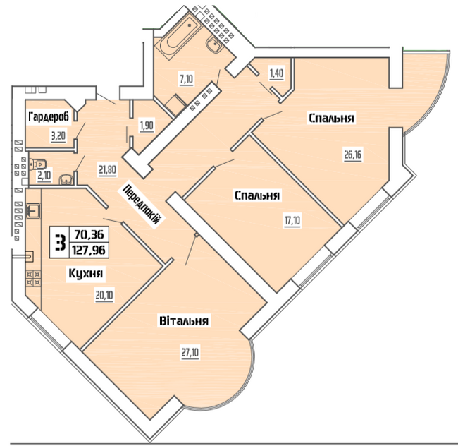 3-комнатная 127.96 м² в ЖК на ул. Коперника, 83 от 25 000 грн/м², Луцк