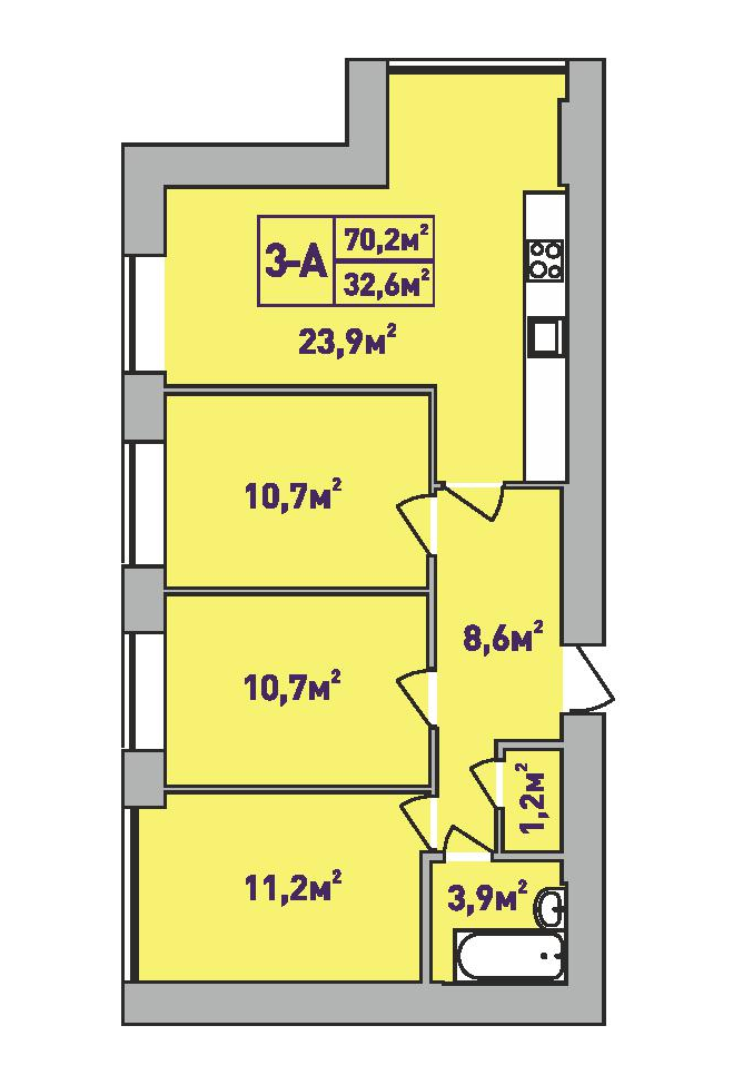 3-кімнатна 70.2 м² в ЖК Центральний-Преміум від 32 200 грн/м², м. Ірпінь