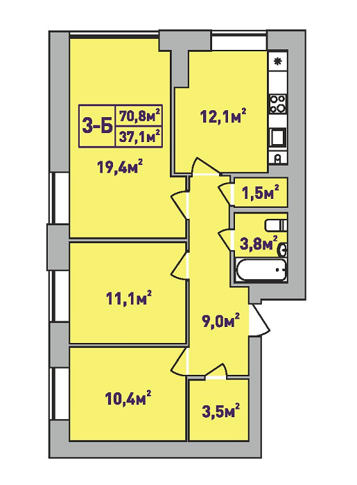 3-кімнатна 70.8 м² в ЖК Центральний-Преміум від 31 600 грн/м², м. Ірпінь