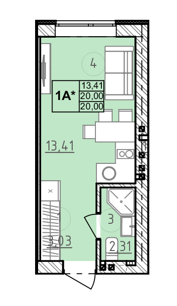 1-комнатная 20 м² в ЖК Сенсация от 19 750 грн/м², пгт Гостомель