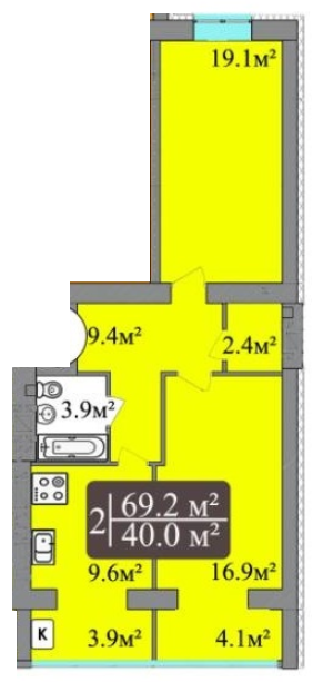 2-кімнатна 69.2 м² в ЖК Dream Central від 17 000 грн/м², Миколаїв