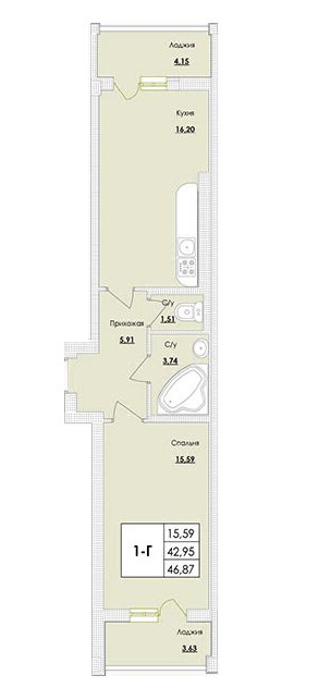 1-кімнатна 46.87 м² в ЖК Парк Совіньон від 21 400 грн/м², смт Таїрове