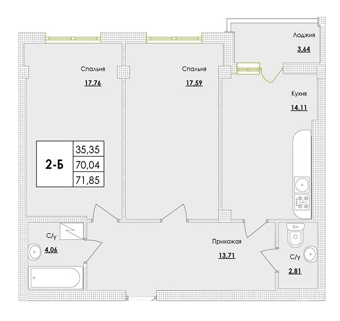 2-комнатная 71.85 м² в ЖК Парк Совиньон от 20 450 грн/м², пгт Таирово