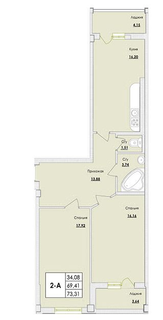 2-комнатная 73.31 м² в ЖК Парк Совиньон от 24 950 грн/м², пгт Таирово