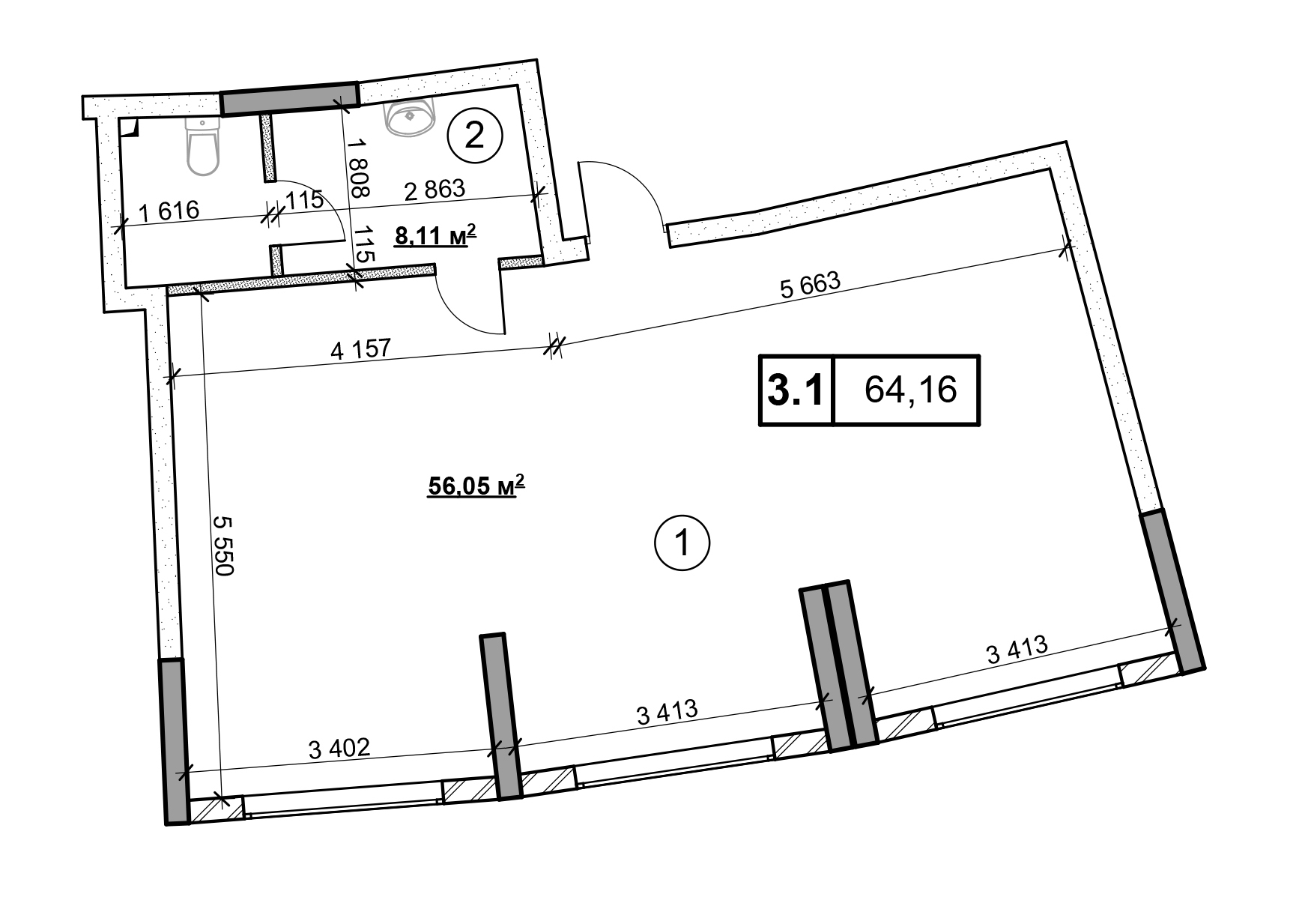 Офіс 111.52 м² в ЖК CARDINAL від забудовника, Київ