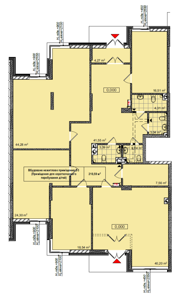 Помещение свободного назначения 210.59 м² в ЖК CITY HUB от застройщика, Киев