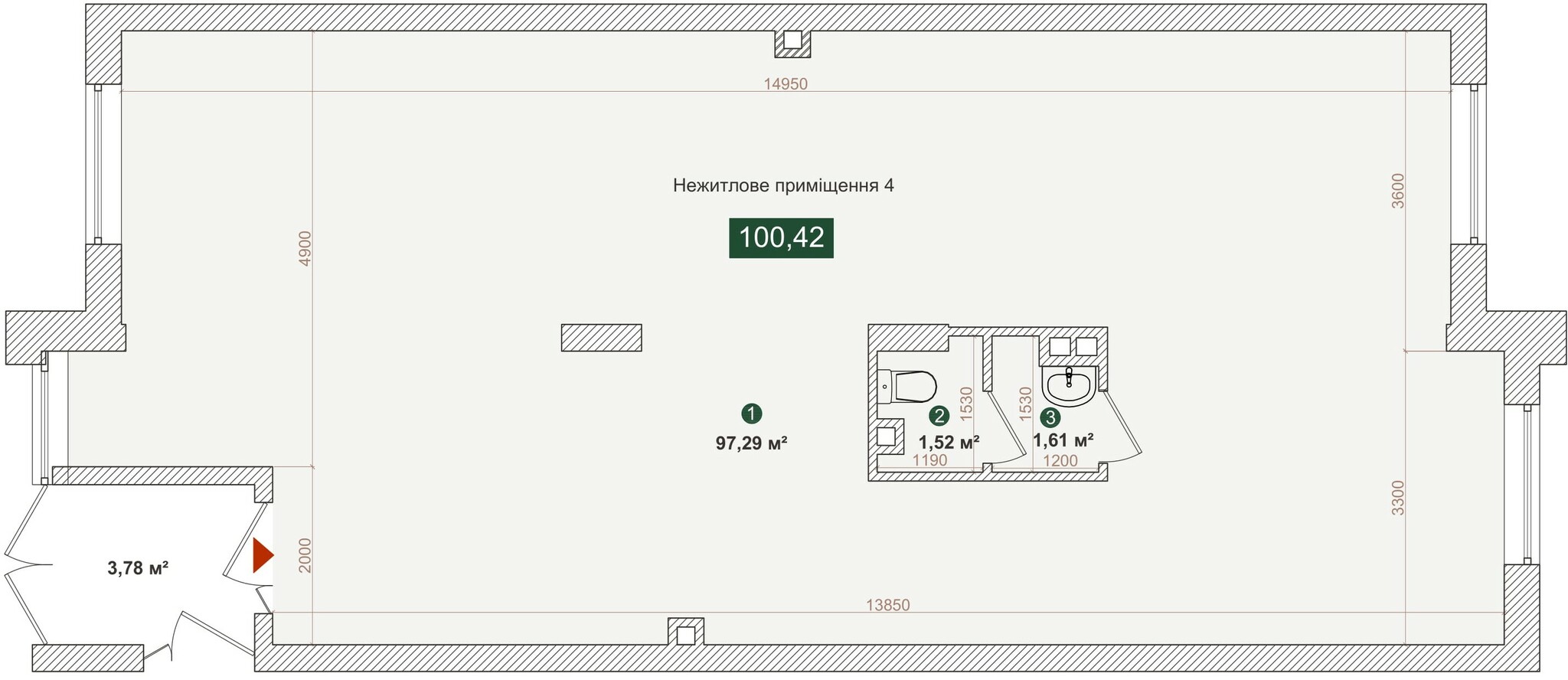 Приміщення вільного призначення 100.42 м² в ЖК Forest Park від забудовника, Київ