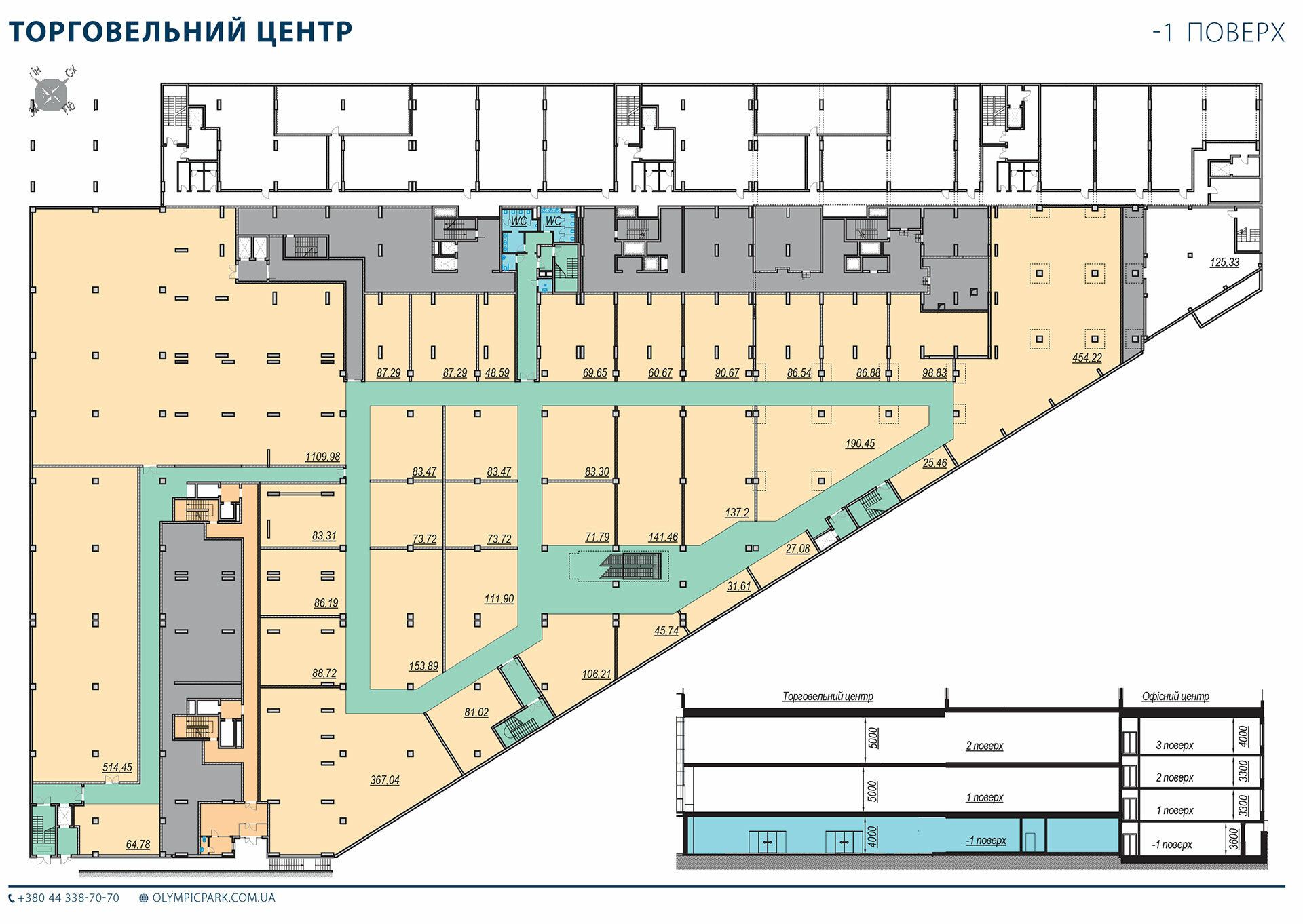 Торговое помещение 106.21 м² в ЖК Olympic Park от застройщика, Киев