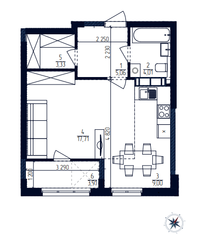 1-комнатная 43.02 м² в ЖК Современный квартал от 39 000 грн/м², Киев