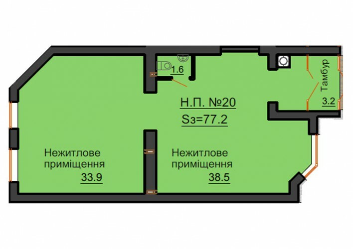 Помещение свободного назначения 77.2 м² в ЖК София Резиденс от застройщика, с. Софиевская Борщаговка