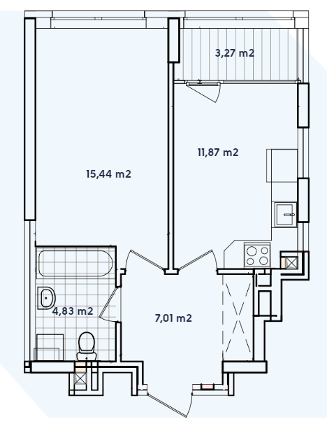 1-кімнатна 42.42 м² в ЖК Варшавський-2 від 25 100 грн/м², Київ