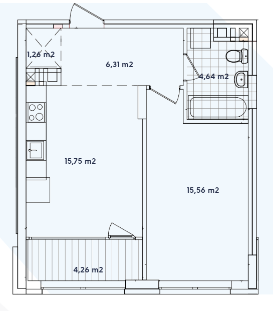 1-кімнатна 47.78 м² в ЖК Варшавський-2 від 25 100 грн/м², Київ