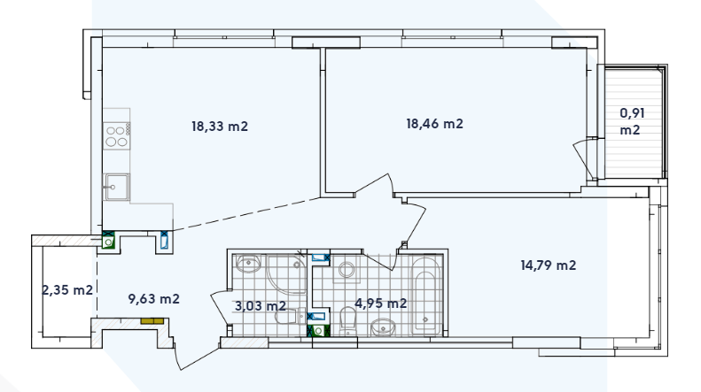 2-кімнатна 72.45 м² в ЖК Варшавський-2 від 19 100 грн/м², Київ