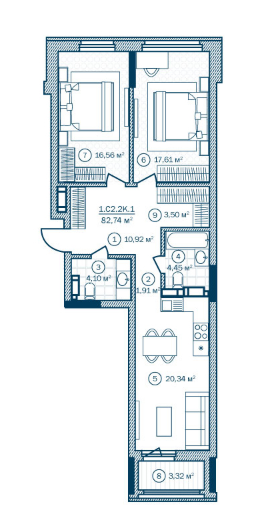 2-кімнатна 82.78 м² в ЖК Rusaniv Residence від 36 144 грн/м², Київ