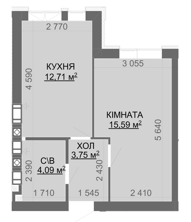 1-кімнатна 33.89 м² в ЖК Найкращий квартал-2 від 16 650 грн/м², смт Гостомель