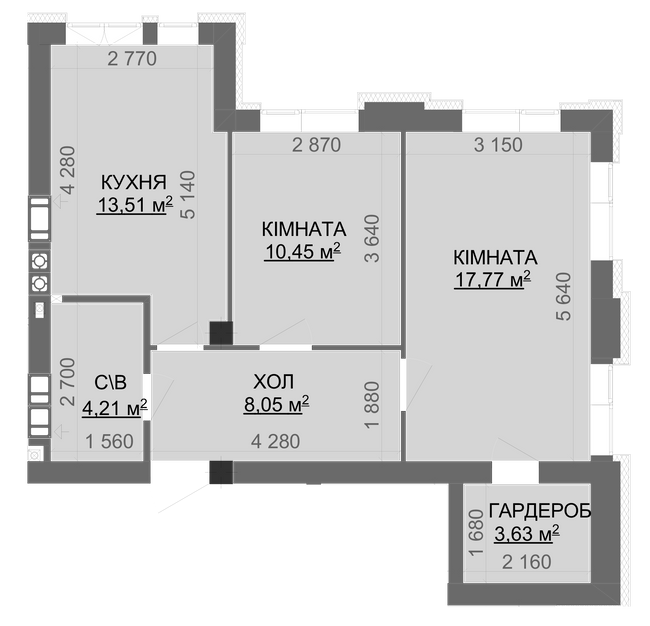 2-комнатная 57.62 м² в ЖК Найкращий квартал-2 от 15 800 грн/м², пгт Гостомель