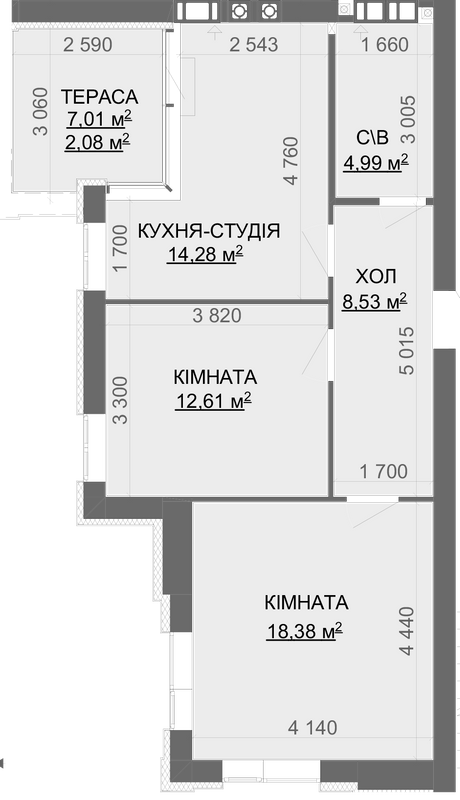 2-кімнатна 60.87 м² в ЖК Найкращий квартал-2 від 21 000 грн/м², смт Гостомель