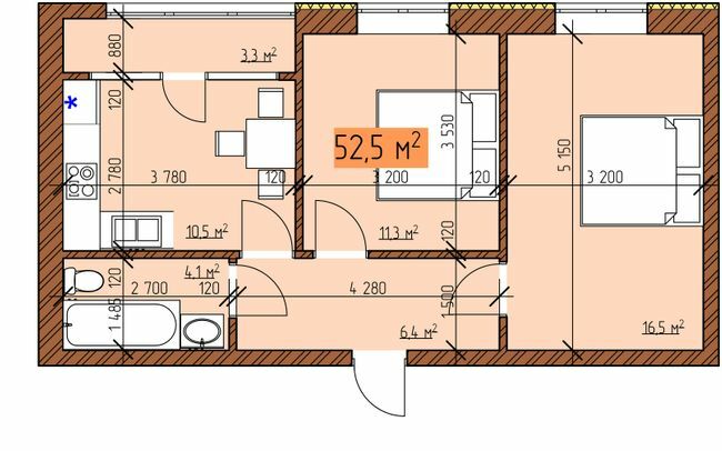 2-кімнатна 52.5 м² в ЖК Джерельний від 17 000 грн/м², Вінниця