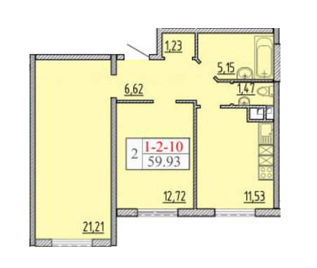 2-кімнатна 59.93 м² в ЖК П'ятдесят восьма Перлина від 17 262 грн/м², Одеса