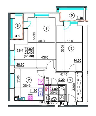 2-комнатная 66.3 м² в ЖК Riviera от 16 000 грн/м², г. Белая Церковь