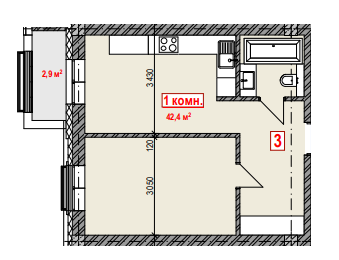 1-комнатная 42.4 м² в ЖК Club City от 19 650 грн/м², Херсон