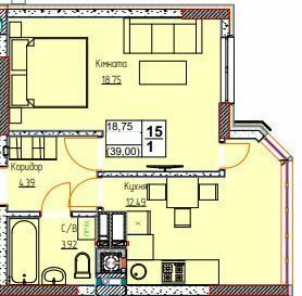 1-кімнатна 39 м² в ЖК Чорновола від 19 600 грн/м², м. Вишневе