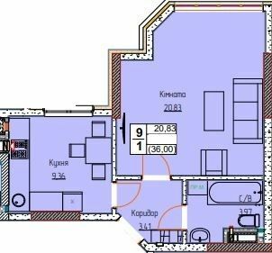 1-комнатная 36 м² в ЖК Черновола от 19 600 грн/м², г. Вишневое