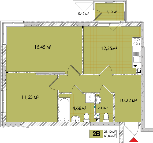 2-комнатная 60.03 м² в ЖК Сырецкие сады от 40 309 грн/м², Киев