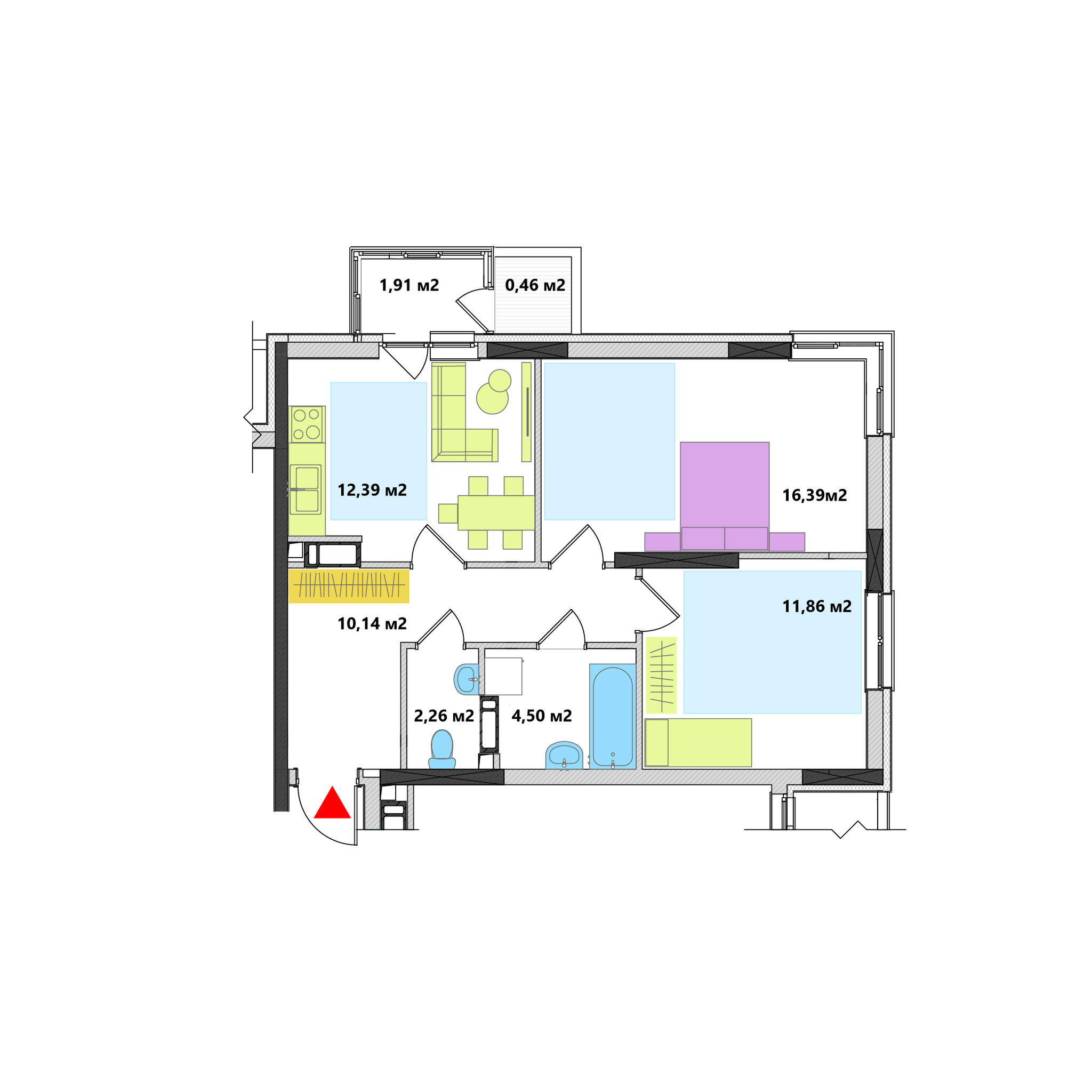 2-комнатная 60.25 м² в ЖК Академ-Квартал от 29 218 грн/м², Киев