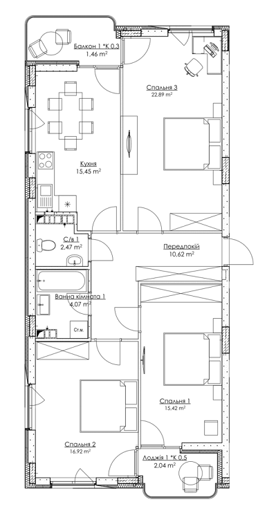 3-кімнатна 91.34 м² в ЖК O2 Residence від 30 798 грн/м², Київ