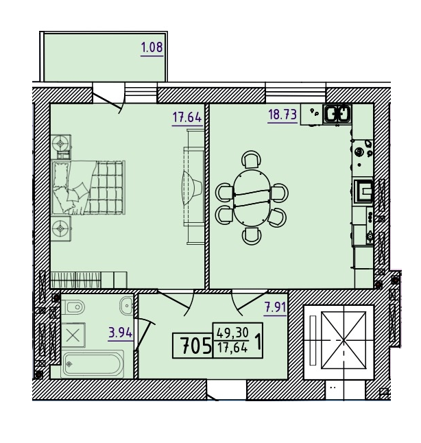 1-комнатная 49.3 м² в ЖК Парк Морской от 16 500 грн/м², г. Южное