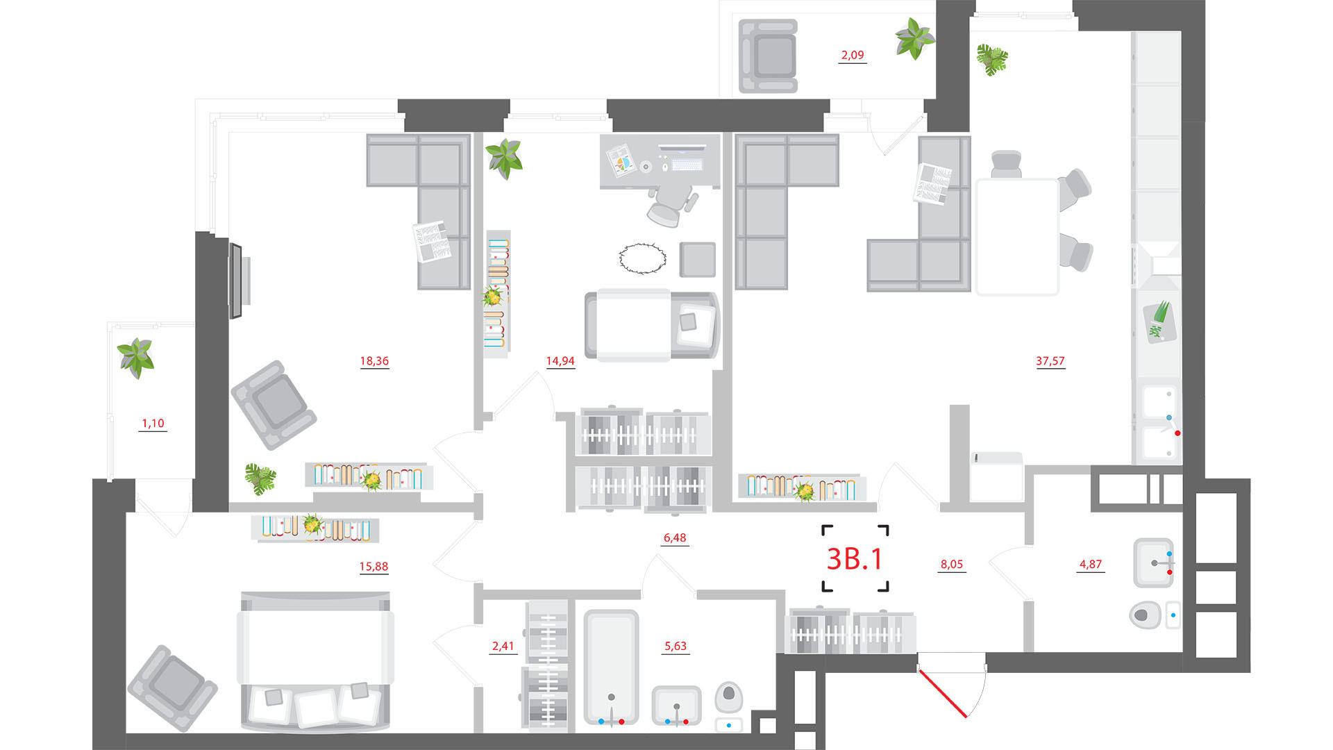 3-комнатная 116.6 м² в ЖК CITY HUB от 33 906 грн/м², Киев