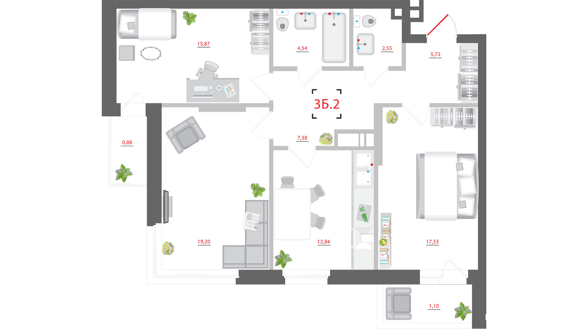 3-кімнатна 88.04 м² в ЖК CITY HUB від 39 400 грн/м², Київ