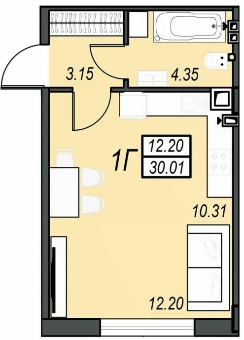 1-комнатная 30.01 м² в ЖК Sunrise City от 23 350 грн/м², г. Черноморск