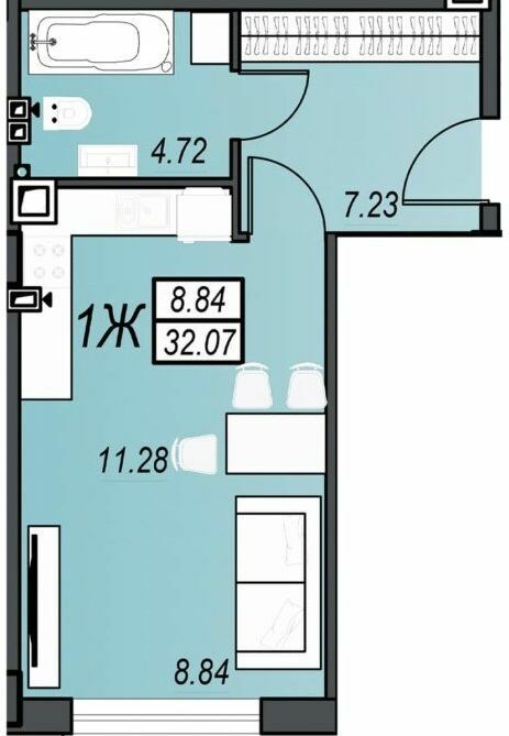 1-кімнатна 32.07 м² в ЖК Sunrise City від 23 350 грн/м², м. Чорноморск