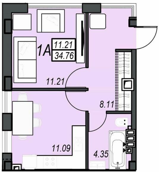 1-комнатная 34.76 м² в ЖК Sunrise City от 23 350 грн/м², г. Черноморск