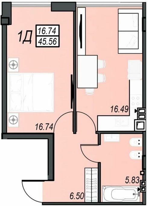 1-кімнатна 45.56 м² в ЖК Sunrise City від 23 350 грн/м², м. Чорноморск