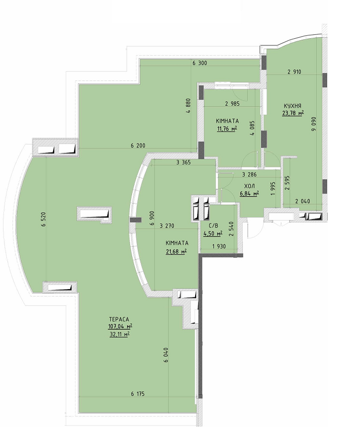 2-кімнатна 100.67 м² в ЖК Central Bucha від 19 000 грн/м², м. Буча