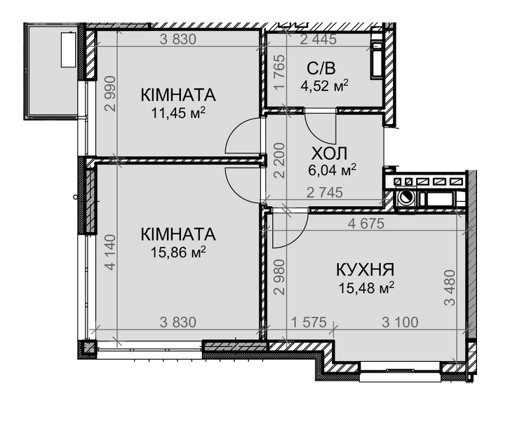 2-кімнатна 53.35 м² в ЖК Клубний будинок-2 від 30 500 грн/м², Київ