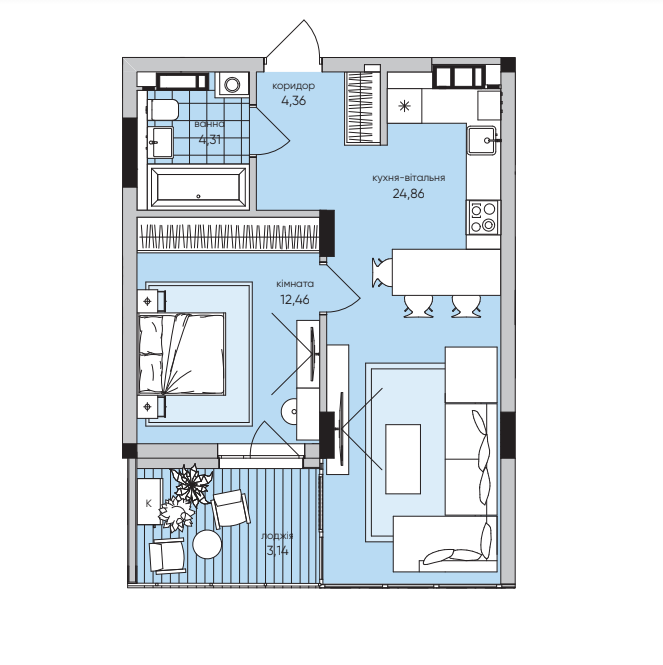 1-кімнатна 49.13 м² в ЖК Park Lake City від 33 381 грн/м², с. Підгірці