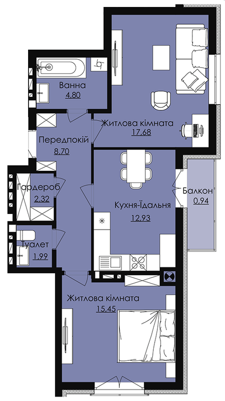 2-кімнатна 64.81 м² в КБ Waldhausen від 15 500 грн/м², смт Дубляни