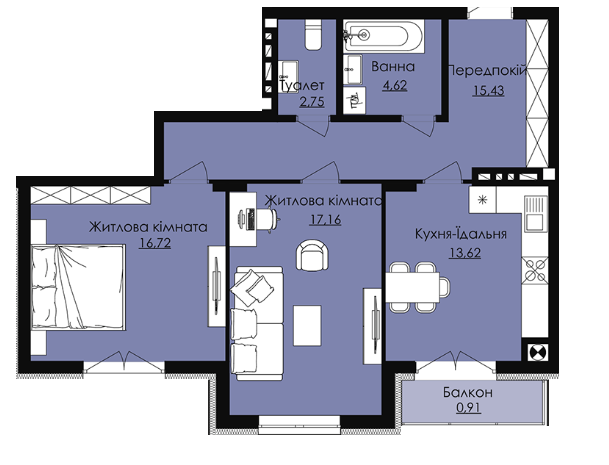 2-комнатная 71.77 м² в КД Waldhausen от 15 500 грн/м², пгт Дубляны