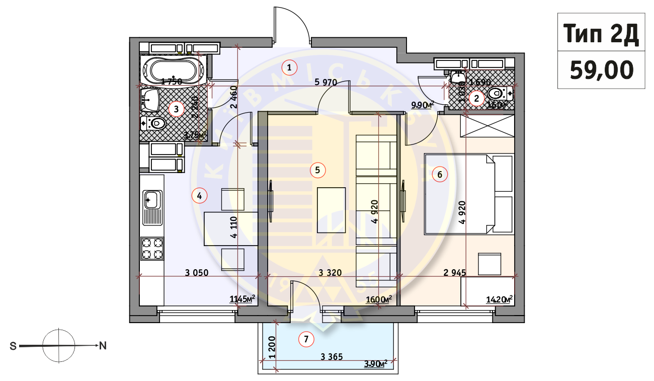 2-кімнатна 59 м² в ЖК Кирилівський Гай від 30 906 грн/м², Київ