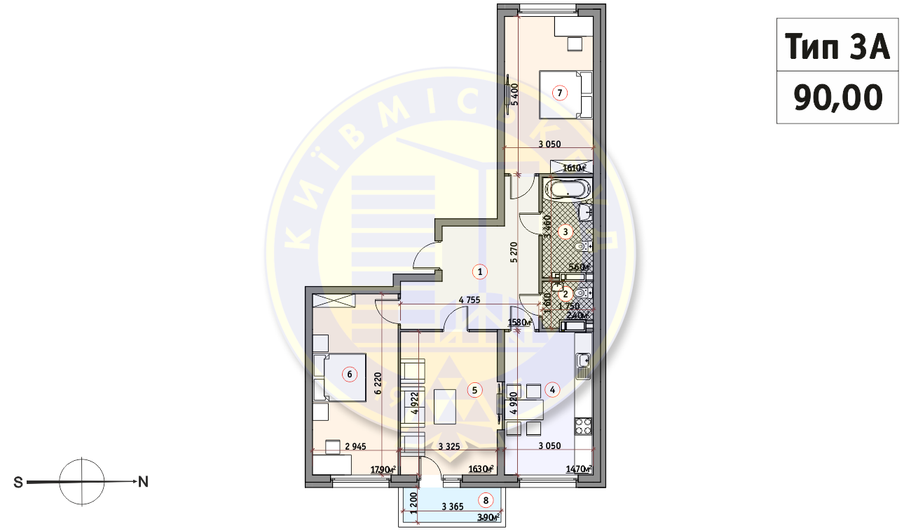 3-кімнатна 90.1 м² в ЖК Кирилівський Гай від 31 284 грн/м², Київ