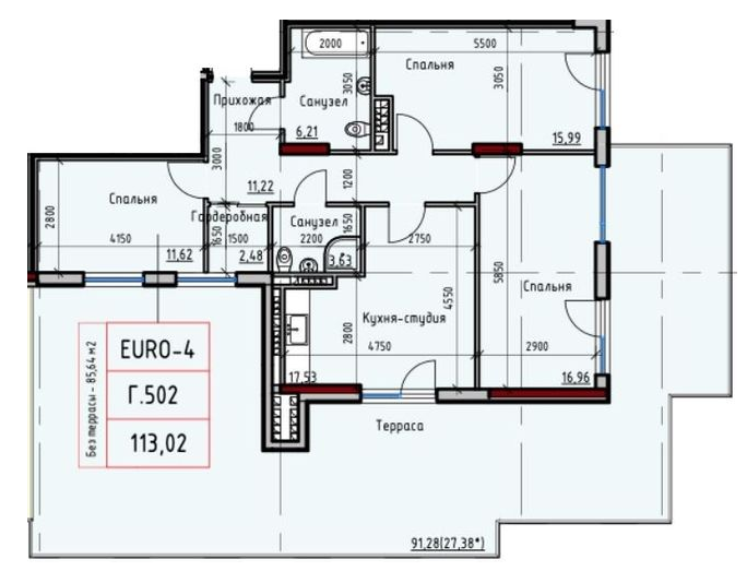 3-комнатная 113.02 м² в ЖК Пространство+ на Дачной от 40 400 грн/м², Одесса