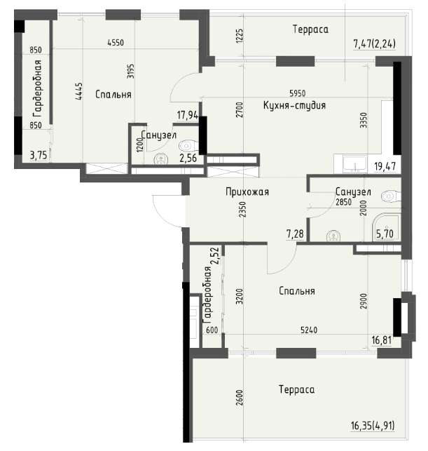 2-кімнатна 83.18 м² в ЖК Простір+ на Дачній від 27 750 грн/м², Одеса