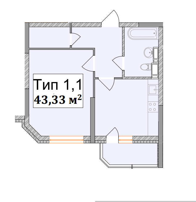 1-комнатная 43.33 м² в ЖК Академ Парк от 31 410 грн/м², Киев